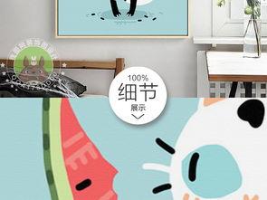 小猫吃瓜动态图,萌态十足！